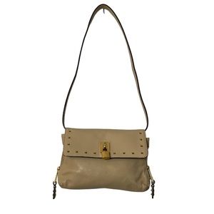 Marc Jacobs Beige Leather Small Gold Studded Shoulder Bag
